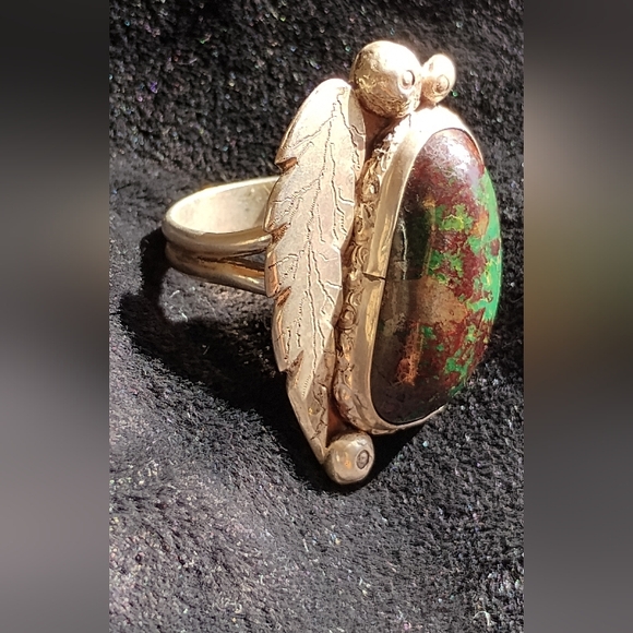 Old Natural Turquoise Ring Navajo Sterling Silver Handcrafted Sz 6.75 - Picture 14 of 15